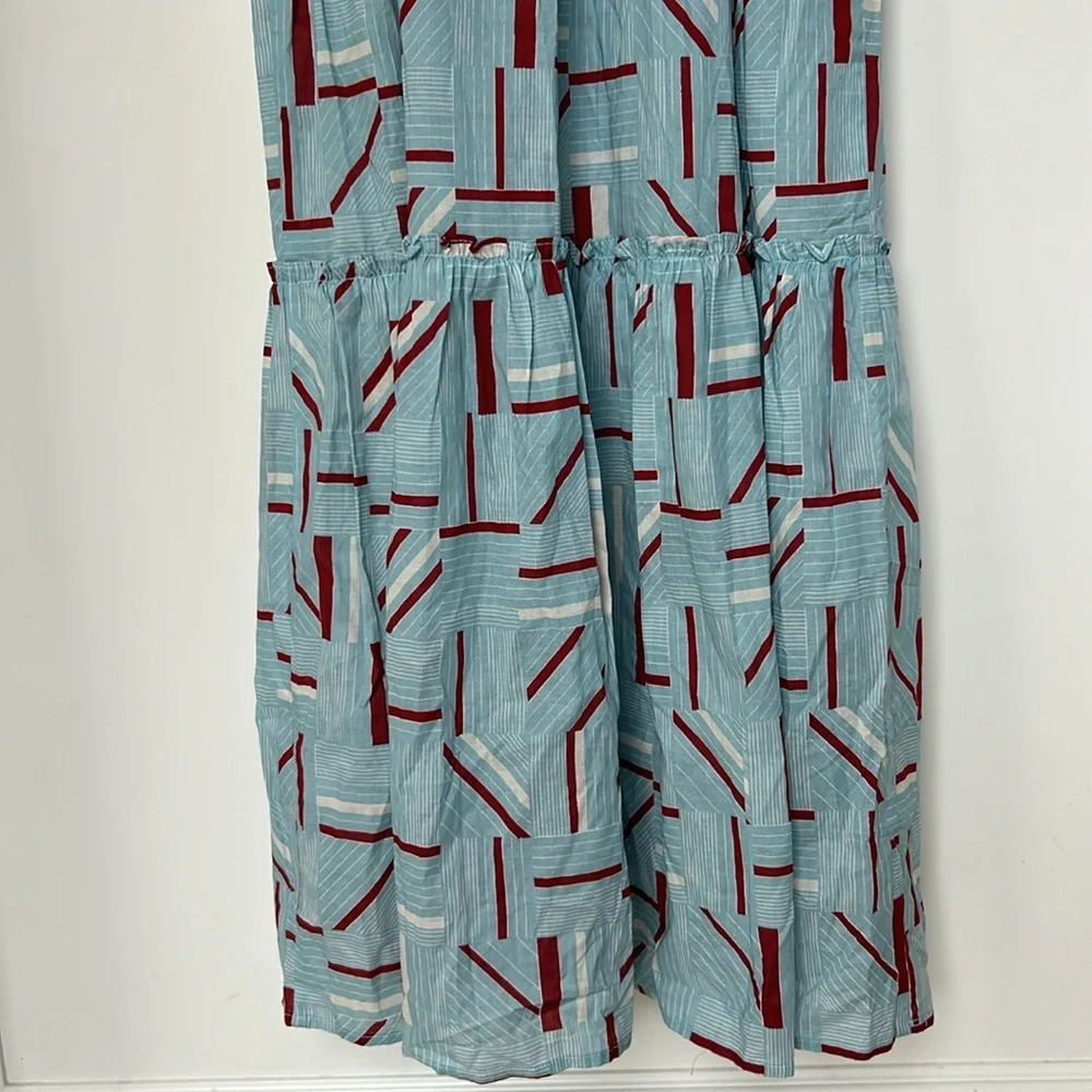 Tuckernuck Flutter Smocked Ruffle Maxi Dress Blue Red Color womens Size Medium - Picture 6 of 13